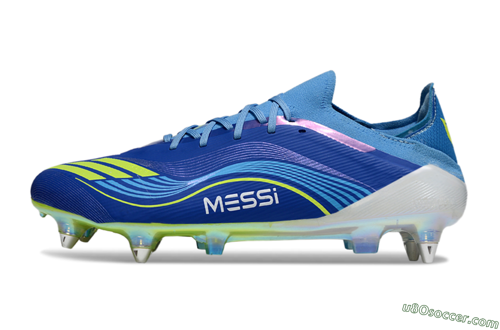 Messi x Adidas F50 Elite SG Soft Ground Soccer Cleats - Blue/Electric Blue/Neon Green 2