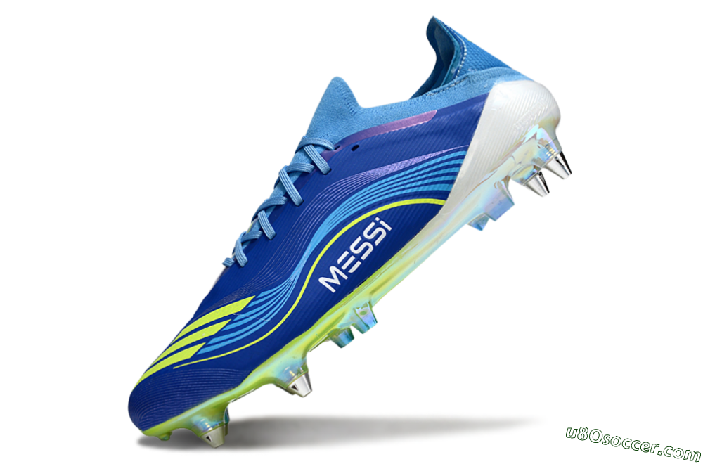 Messi x Adidas F50 Elite SG Soft Ground Soccer Cleats - Blue/Electric Blue/Neon Green 5