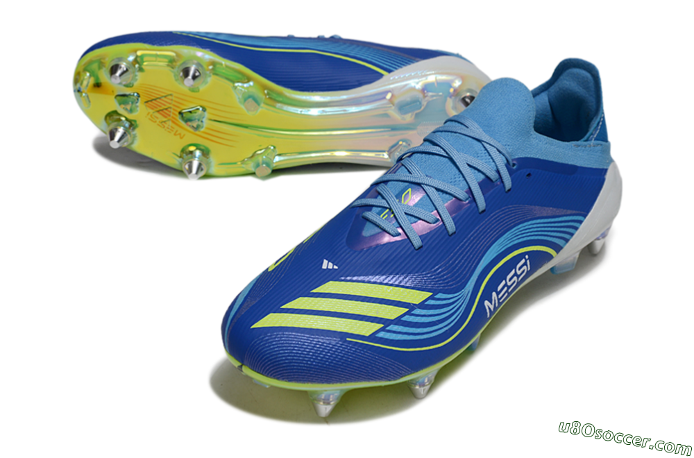 Messi x Adidas F50 Elite SG Soft Ground Soccer Cleats - Blue/Electric Blue/Neon Green 3