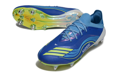Messi x Adidas F50 Elite SG Soft Ground Soccer Cleats - Blue/Electric Blue/Neon Green