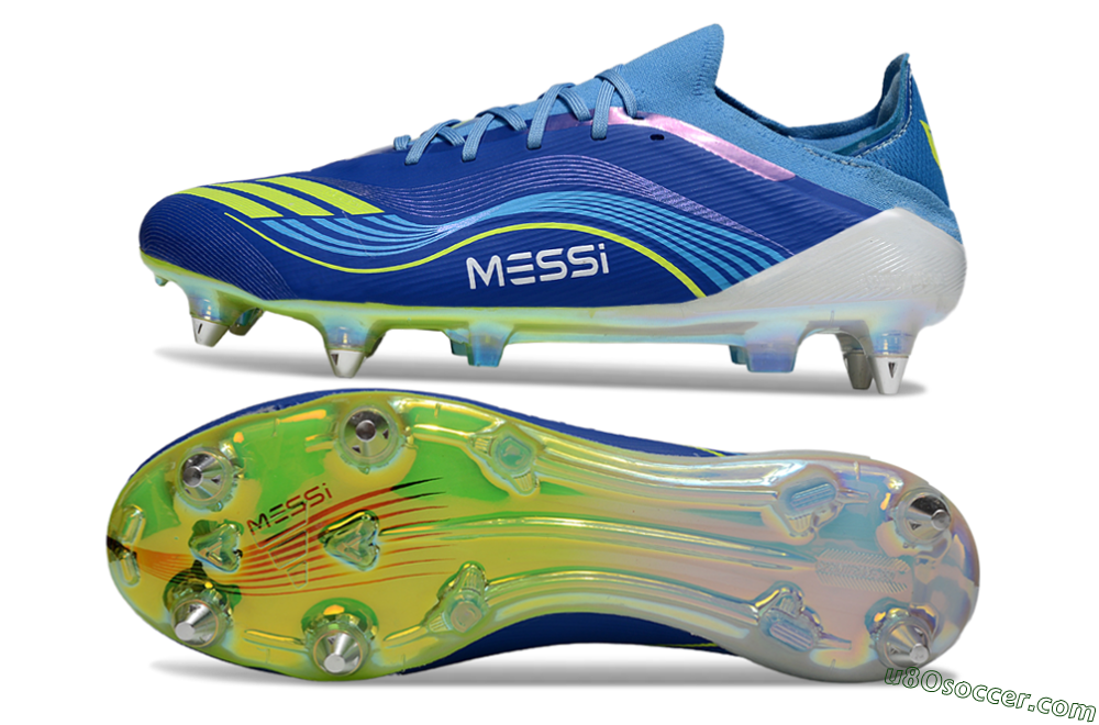 Messi x Adidas F50 Elite SG Soft Ground Soccer Cleats - Blue/Electric Blue/Neon Green 0
