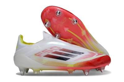 Adidas F50 Elite Laceless SG Soft Ground Soccer Cleats - White/Red Blaze/Volt Yellow