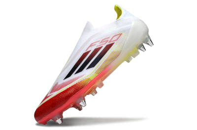 Adidas F50 Elite Laceless SG Soft Ground Soccer Cleats - White/Red Blaze/Volt Yellow