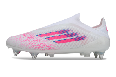 Adidas F50 Elite Laceless SG Soft Ground Soccer Cleats - White/Neon Pink/Deep Purple