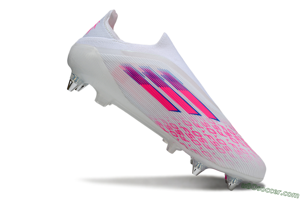 Adidas F50 Elite Laceless SG Soft Ground Soccer Cleats - White/Neon Pink/Deep Purple 4