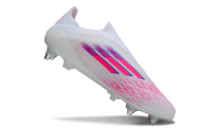Adidas F50 Elite Laceless SG Soft Ground Soccer Cleats - White/Neon Pink/Deep Purple