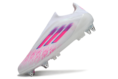 Adidas F50 Elite Laceless SG Soft Ground Soccer Cleats - White/Neon Pink/Deep Purple