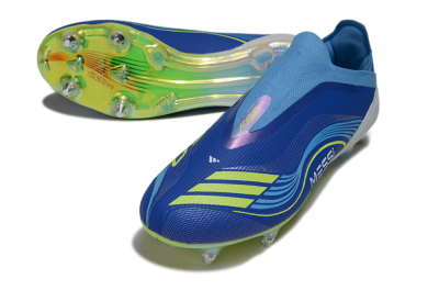 Messi x Adidas F50 Elite Laceless SG Soft Ground Soccer Cleats - Blue/Electric Yellow/Deep Blue