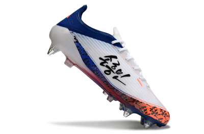 SON x Adidas F50 Elite SG Soft Ground Soccer Cleats - White/Vibrant Orange/Deep Blue