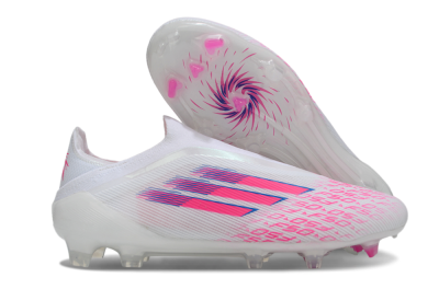 Adidas F50 Elite Laceless FG Firm Ground Soccer Cleats - White/Vibrant Pink/Deep Blue