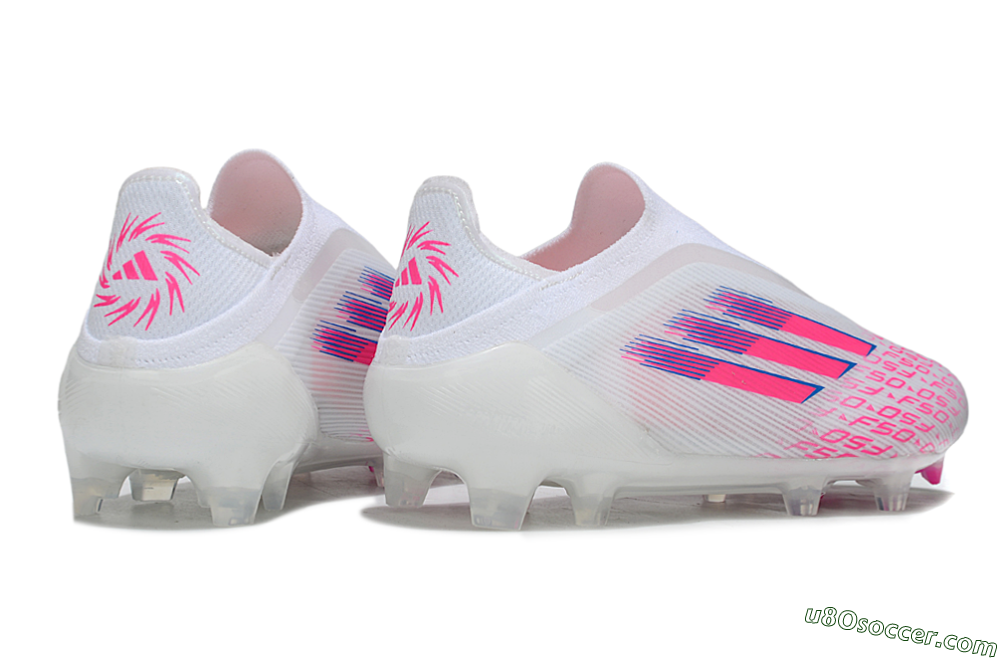 Adidas F50 Elite Laceless FG Firm Ground Soccer Cleats - White/Vibrant Pink/Deep Blue 6