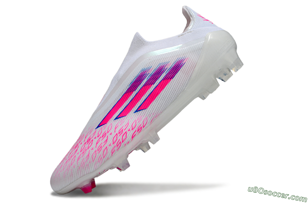 Adidas F50 Elite Laceless FG Firm Ground Soccer Cleats - White/Vibrant Pink/Deep Blue 5