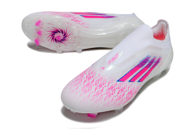 Adidas F50 Elite Laceless FG Firm Ground Soccer Cleats - White/Vibrant Pink/Deep Blue