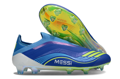 Messi x Adidas F50 Elite Laceless FG Firm Ground Soccer Cleats - Blue/Sky Blue/Electric Yellow