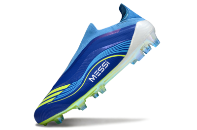 Messi x Adidas F50 Elite Laceless FG Firm Ground Soccer Cleats - Blue/Sky Blue/Electric Yellow