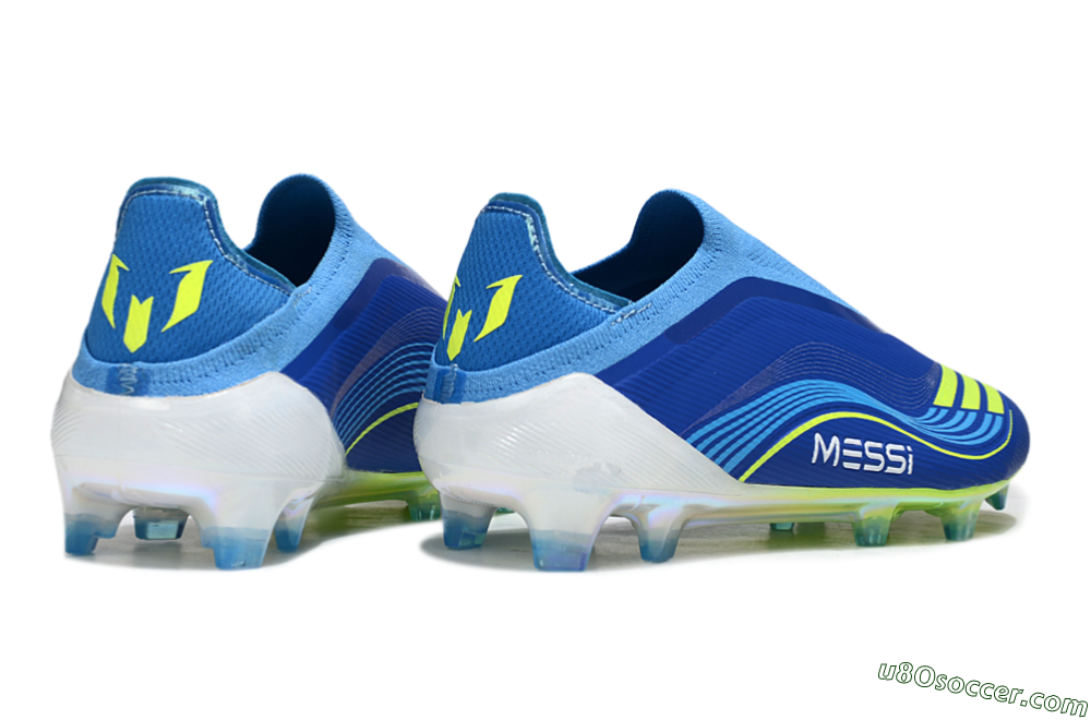 Messi x Adidas F50 Elite Laceless FG Firm Ground Soccer Cleats - Blue/Sky Blue/Electric Yellow 6