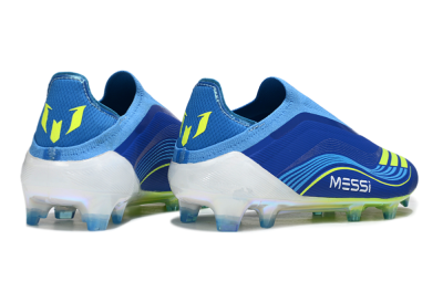 Messi x Adidas F50 Elite Laceless FG Firm Ground Soccer Cleats - Blue/Sky Blue/Electric Yellow