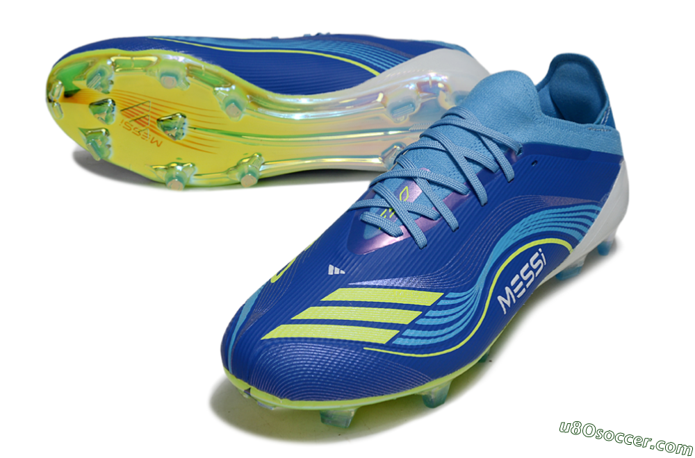 Messi x Adidas F50 Elite FG Firm Ground Soccer Cleats - Blue/Vibrant Blue/Lime Green 3