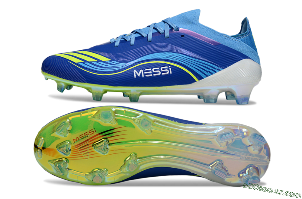 Messi x Adidas F50 Elite FG Firm Ground Soccer Cleats - Blue/Vibrant Blue/Lime Green 0