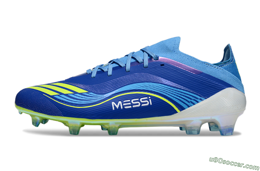 Messi x Adidas F50 Elite FG Firm Ground Soccer Cleats - Blue/Vibrant Blue/Lime Green 2