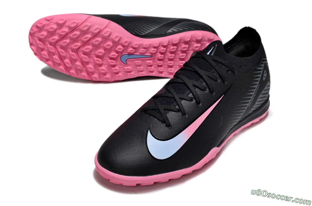 Nike Air Zoom Mercurial Vapor 16 Elite TF Artificial Turf Soccer Shoes - Black/Vibrant Pink/Cool Cyan 3