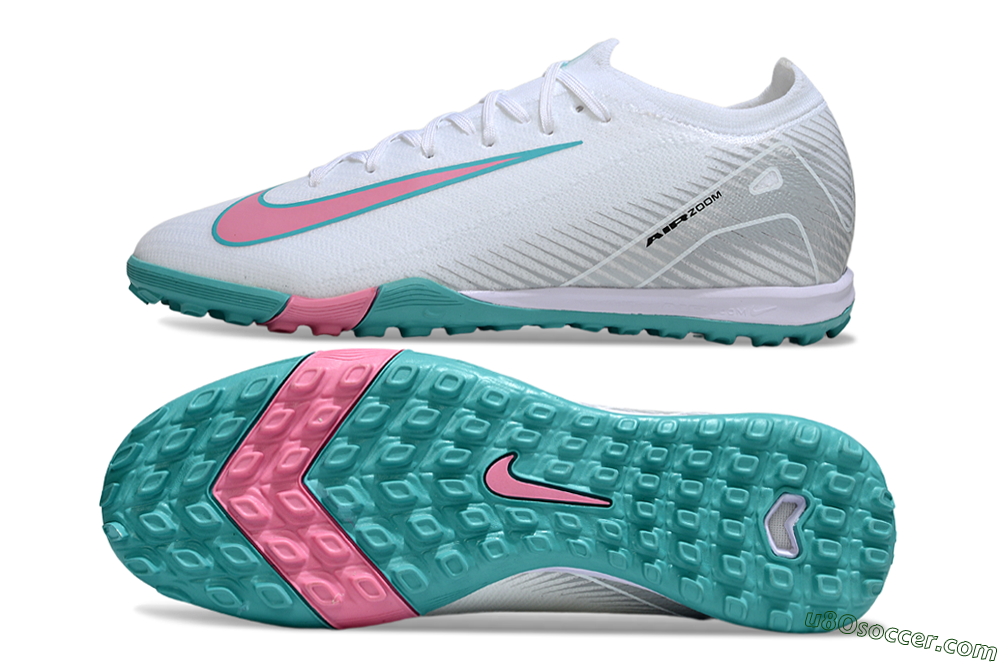 Nike Air Zoom Mercurial Vapor 16 Elite TF Artificial Turf Soccer Shoes - White/Mint Green/Pink 0