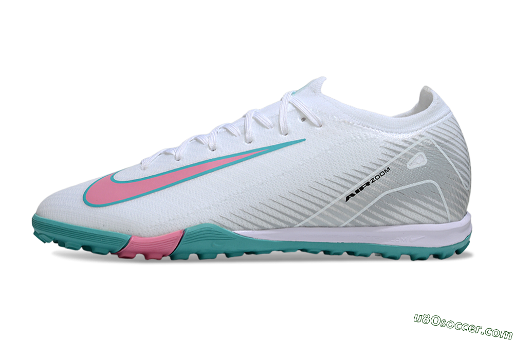Nike Air Zoom Mercurial Vapor 16 Elite TF Artificial Turf Soccer Shoes - White/Mint Green/Pink 2