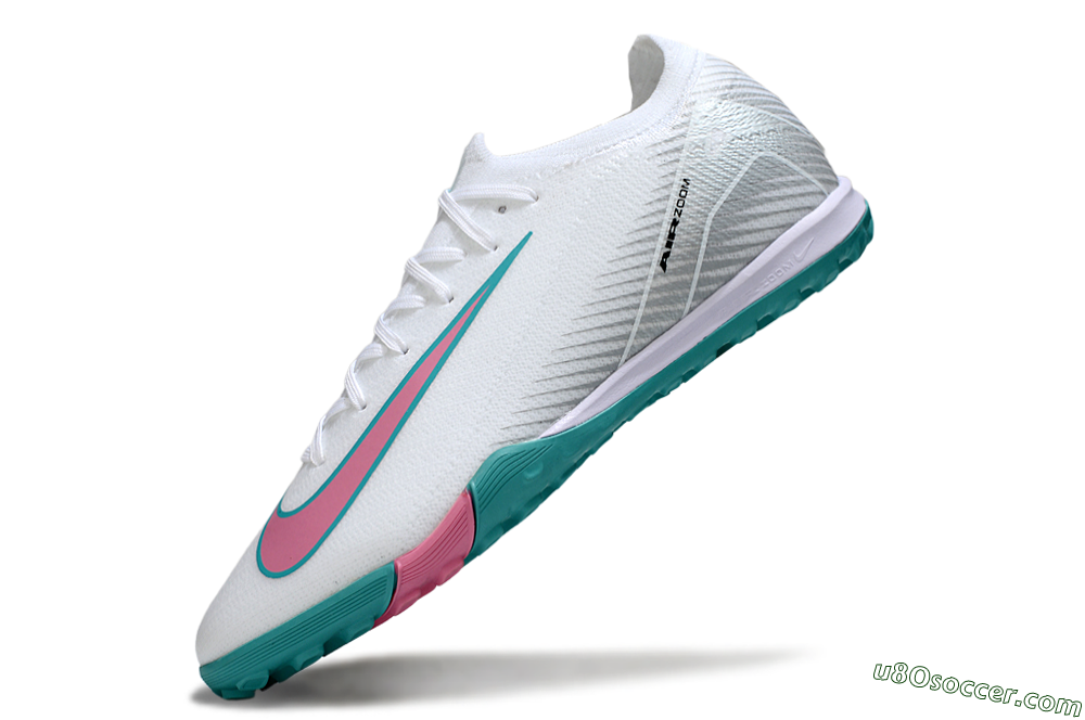 Nike Air Zoom Mercurial Vapor 16 Elite TF Artificial Turf Soccer Shoes - White/Mint Green/Pink 5