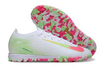 Nike Air Zoom Mercurial Vapor 16 Elite TF Artificial Turf Soccer Shoes - White/Neon Pink/Light Green