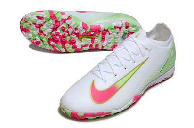 Nike Air Zoom Mercurial Vapor 16 Elite TF Artificial Turf Soccer Shoes - White/Neon Pink/Light Green