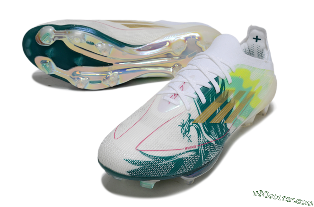 Adidas F50+ Elite Lightstrike Pro FG Firm Ground Soccer Cleats - White/Emerald Green/Fluorescent Yellow 3
