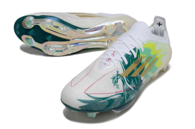 Adidas F50+ Elite Lightstrike Pro FG Firm Ground Soccer Cleats - White/Emerald Green/Fluorescent Yellow
