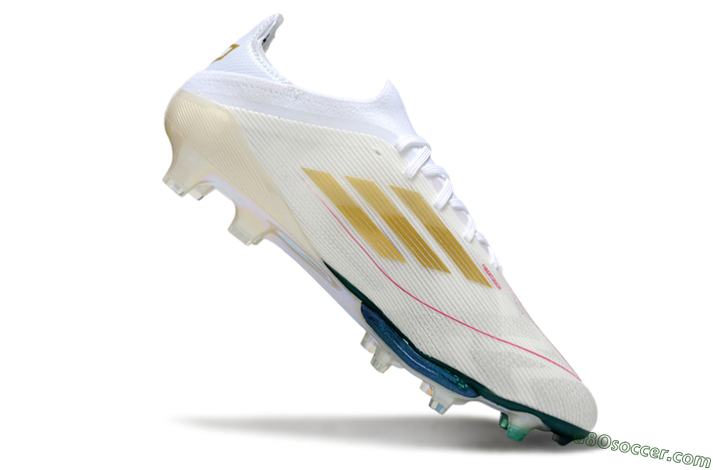 Adidas F50+ Elite Lightstrike Pro FG Firm Ground Soccer Cleats - White/Emerald Green/Fluorescent Yellow 4