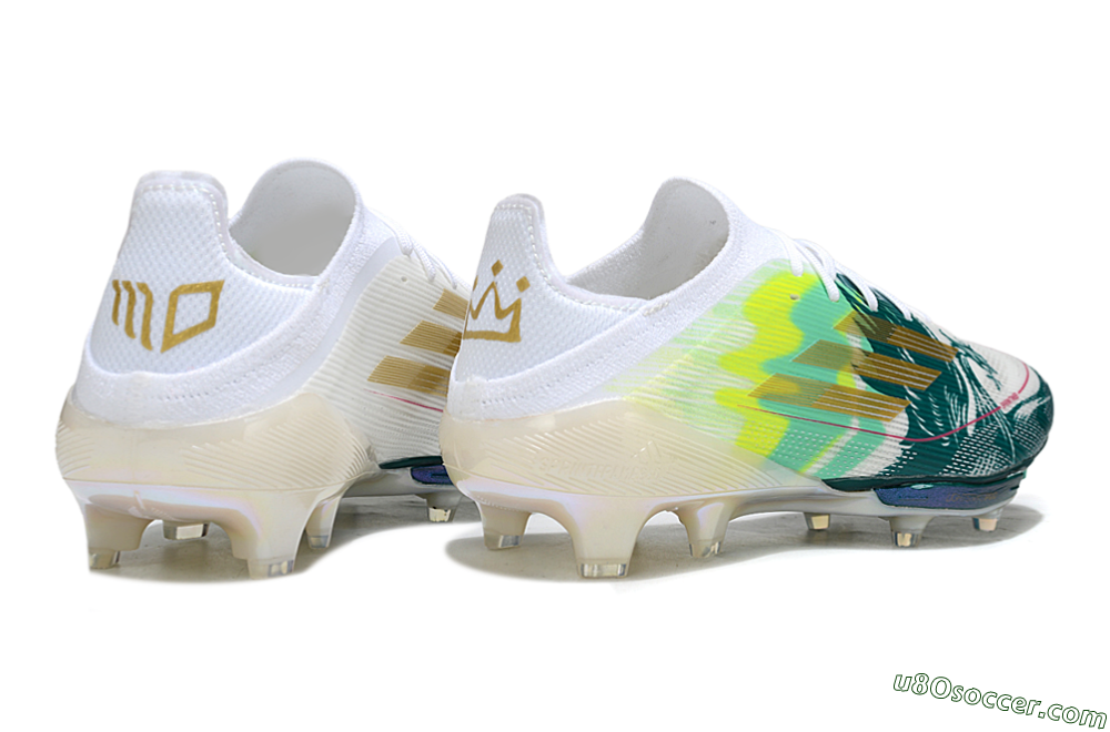 Adidas F50+ Elite Lightstrike Pro FG Firm Ground Soccer Cleats - White/Emerald Green/Fluorescent Yellow 6
