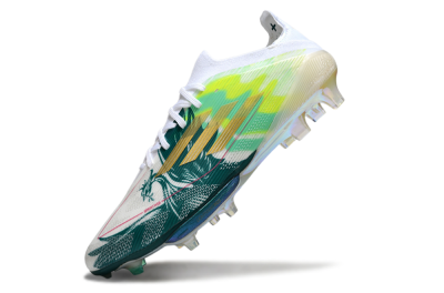 Adidas F50+ Elite Lightstrike Pro FG Firm Ground Soccer Cleats - White/Emerald Green/Fluorescent Yellow