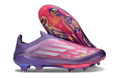 Adidas F50+ Elite Lightstrike Pro Laceless FG Firm Ground Soccer Cleats - Purple/Electric Pink/Neon Green