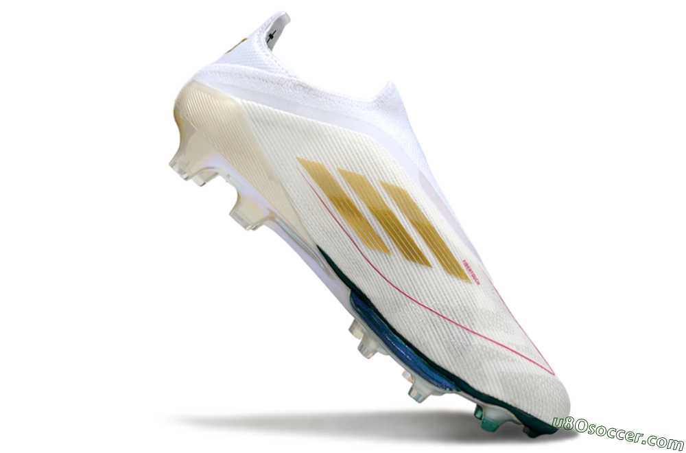 Adidas F50+ Elite Lightstrike Pro Laceless FG Firm Ground Soccer Cleats - White/Neon Green/Sapphire Blue 3