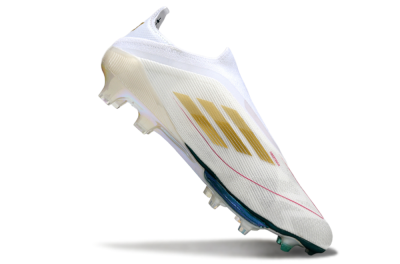 Adidas F50+ Elite Lightstrike Pro Laceless FG Firm Ground Soccer Cleats - White/Neon Green/Sapphire Blue