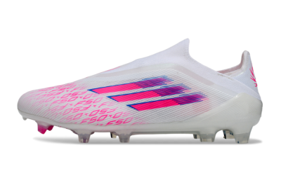Adidas F50 Elite Laceless FG Firm Ground Soccer Cleats - White/Vibrant Pink/Deep Blue