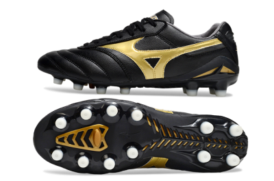 Mizuno Morelia Neo 2 FG Firm Ground Soccer Cleats - Black/Metallic Gold/Classic Black