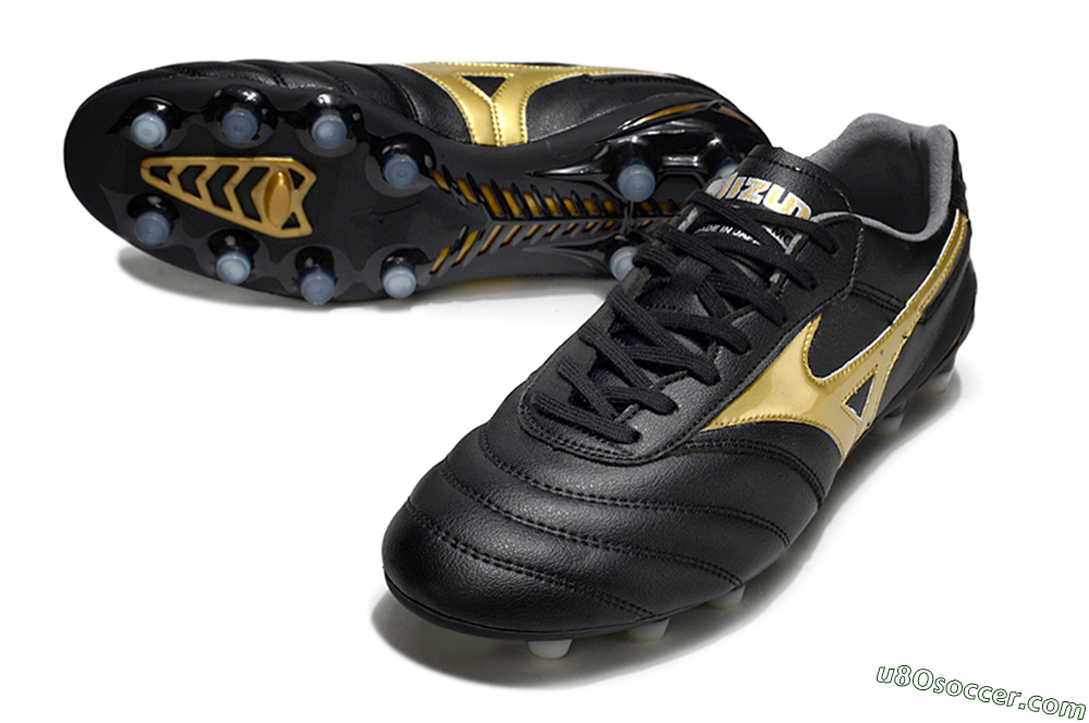 Mizuno Morelia Neo 2 FG Firm Ground Soccer Cleats - Black/Metallic Gold/Classic Black 3