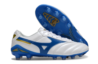 Mizuno Morelia Neo 2 FG Firm Ground Soccer Cleats - White/Azure Blue/Gold