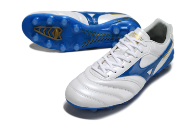 Mizuno Morelia Neo 2 FG Firm Ground Soccer Cleats - White/Azure Blue/Gold