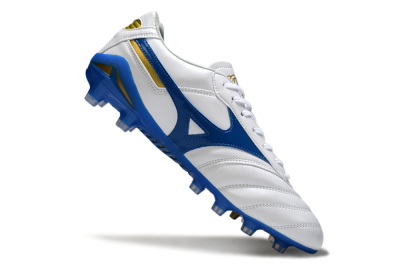 Mizuno Morelia Neo 2 FG Firm Ground Soccer Cleats - White/Azure Blue/Gold