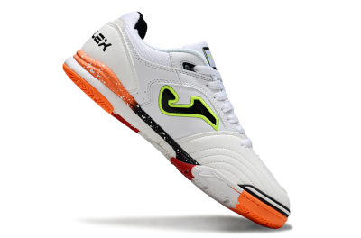 Joma Top Flex IC Indoor & Futsal Soccer Shoes - White/Electric Green/Fiery Orange