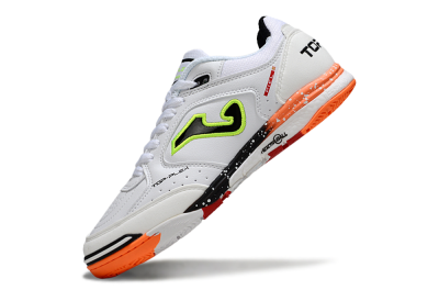 Joma Top Flex IC Indoor & Futsal Soccer Shoes - White/Electric Green/Fiery Orange