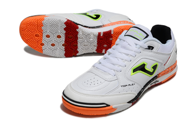 Joma Top Flex IC Indoor & Futsal Soccer Shoes - White/Electric Green/Fiery Orange