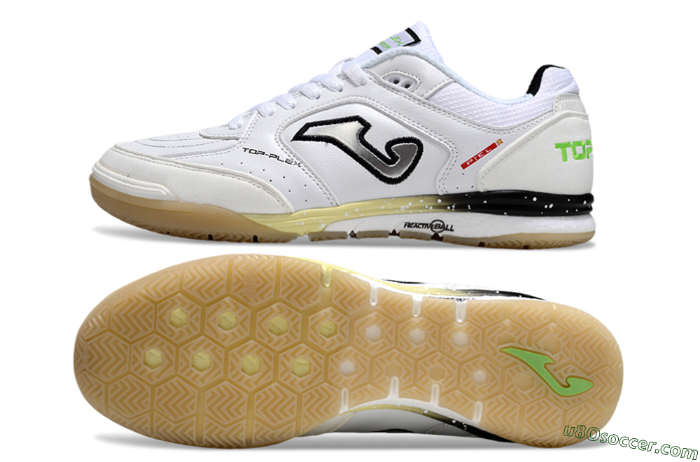 Joma Top Flex IC Indoor & Futsal Soccer Shoes - White/Lime Green/Black 0