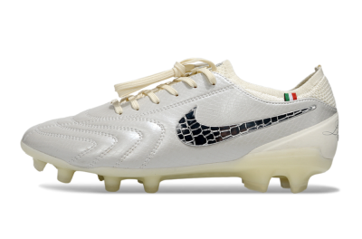Nike Tiempo Legend 10 Elite FG Firm Ground Soccer Cleats - White/Creamy Beige/Glossy Black