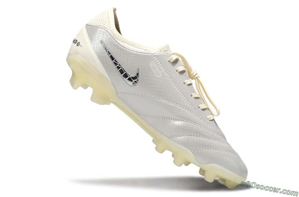 Nike Tiempo Legend 10 Elite FG Firm Ground Soccer Cleats - White/Creamy Beige/Glossy Black 4
